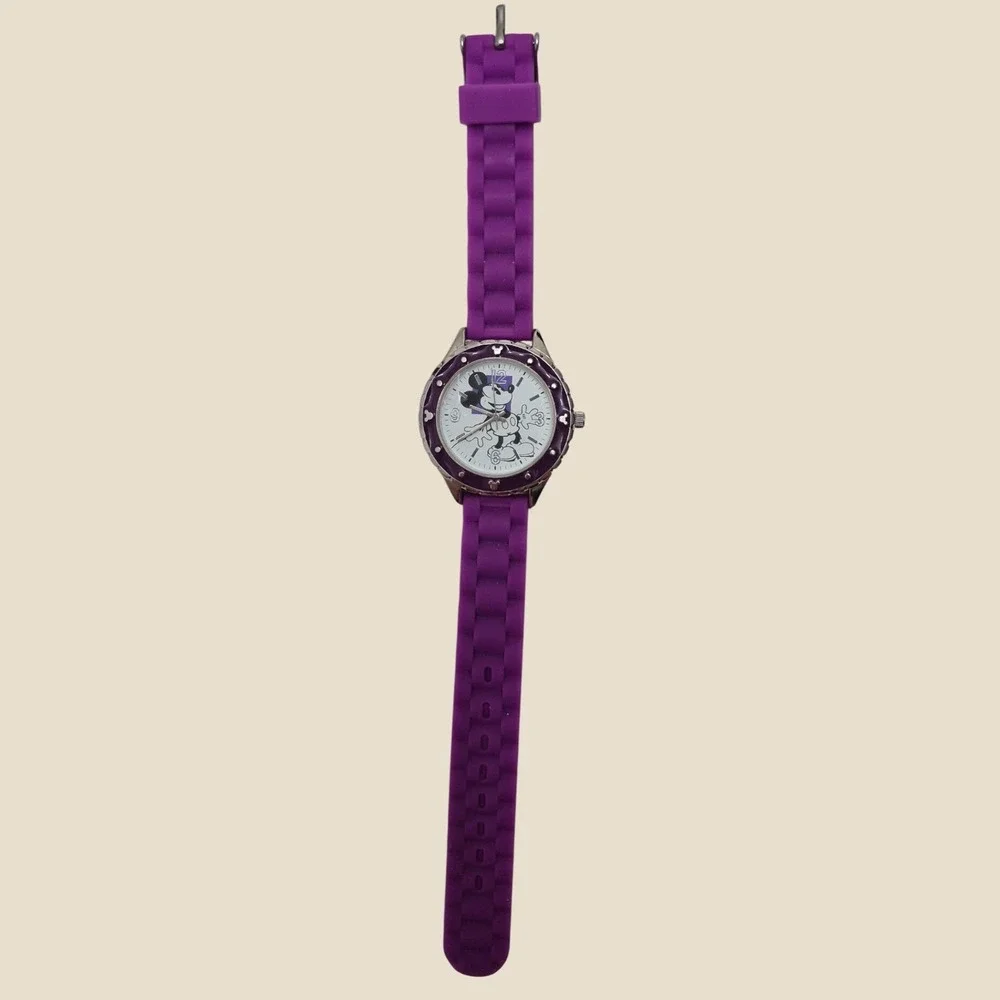 Disney Parks Mickey Mouse Watch Unisex OS Purple Y2K Silicone Strap Retro Disney